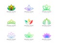 Simple and beautiful lotus colorful logo Collection set Royalty Free Stock Photo