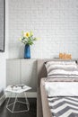 Simple bedroom with brick wall Royalty Free Stock Photo