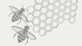 Simple Bees on Honeycomb, Clean Natural Geometry, vector design Generative AI Royalty Free Stock Photo
