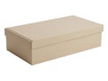 Simple beige cardboard storage box against white background Royalty Free Stock Photo