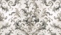 A simple beige grey floral damask seamless pattern, Ai generated image Royalty Free Stock Photo