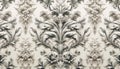 A simple beige grey floral damask seamless pattern, Ai generated image Royalty Free Stock Photo