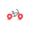 simple bicycle rental logo with geoloc pin Royalty Free Stock Photo