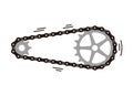 Simple bike Chain with cogwheels. Vector illustration