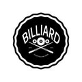 simple billiards logo template illustration with billiard balls and sticks,design for billiards booth,billiards business,bills