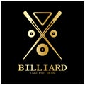 simple billiards logo template illustration with billiard balls and sticks,design for billiards booth,billiards business,bills