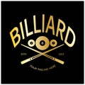 simple billiards logo template illustration with billiard balls and sticks,design for billiards booth,billiards business,bills