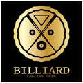 simple billiards logo template illustration with billiard balls and sticks,design for billiards booth,billiards business,bills