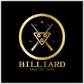 simple billiards logo template illustration with billiard balls and sticks,design for billiards booth,billiards business,bills