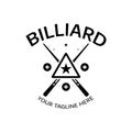 simple billiards logo template illustration with billiard balls and sticks,design for billiards booth,billiards business,bills