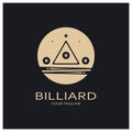 simple billiards logo template illustration with billiard balls and sticks,design for billiards booth,billiards business,bills