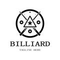 simple billiards logo template illustration with billiard balls and sticks,design for billiards booth,billiards business,bills Royalty Free Stock Photo