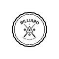 simple billiards logo template illustration with billiard balls and sticks,design for billiards booth,billiards business,bills