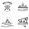 simple billiards logo template illustration with billiard balls and sticks,design for billiards booth,billiards business,bills