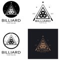simple billiards logo template illustration with billiard balls and sticks,design for billiards booth,billiards business,bills Royalty Free Stock Photo