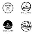 simple billiards logo template illustration with billiard balls and sticks,design for billiards booth,billiards business,bills