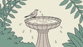 Simple Bird Bath in Natural Garden Setting, vector design Generative AI Royalty Free Stock Photo