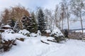 Simple bird feeder, birdhouse in winter