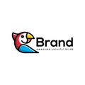 Simple bird parrot logo design, modern bird logo, colorful bird, inspiration, concept, icon, cartoon, vector, best for your brand Royalty Free Stock Photo