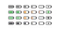 8bit pixel art minimalistic set of gadget battery level icons in retro style Royalty Free Stock Photo