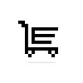 Simple 8bit shopping trolley black icon