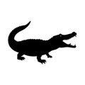 A black silhouette of an alligator with its mouth open wide Royalty Free Stock Photo