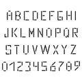 Simple black alphabet in the style of the postal font. English, French or Portuguese alphabet