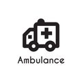 Simple black ambulance outline style icon design