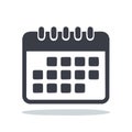 Simple black calendar icon with shadow, scheduling, reminder concept Royalty Free Stock Photo