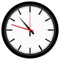 Simple black clock face illustration with red and black hands Royalty Free Stock Photo