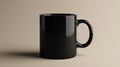 Simple black coffee mug against a soft beige backdrop reflecting modern minimalism and elegance in everyday kitchenware Generative Royalty Free Stock Photo