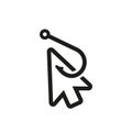 Simple black cursor icon with thin outline and pointed arrow design