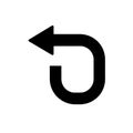 Simple black curved arrow pointing left indicating a turn or return direction Royalty Free Stock Photo