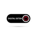 Simple black digital detox switch icon. Sticker of stop digital detox. Turn on or turn off icon. Button icon on red circle