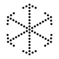 Simple black dotted snowflake. Vector icon. Christmas and winter theme