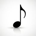 Simple black eighth note silhouette on white background Royalty Free Stock Photo