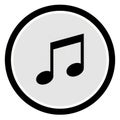 Black Eighth Note Symbol Inside a White Circle with Black Border on White Background music Royalty Free Stock Photo
