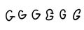 Simple black english latin G alphabet letter symbol. Vector illustration hand drawn doodle. Logo Royalty Free Stock Photo