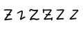 Simple black english letter Z alphabet letter symbol. Vector illustration hand drawn doodle. Logo Royalty Free Stock Photo
