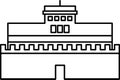 Simple black outline drawing of the CASTEL SANT\'ANGELO (MAUSOLEUM OF HADRIAN), ROME