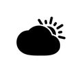 Black flat vector cloudy weather icon isolated