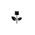 Simple black flower icon glyph. Herbal blossom black silhouette
