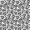 Simple black flowers hand drawn seamless pattern. Royalty Free Stock Photo