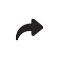 Simple Black Forward Curved Arrow Pointer Navigation Icon Royalty Free Stock Photo
