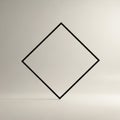 A simple black geometric square outline is presented floating in the center of the frame isolated on white background Royalty Free Stock Photo