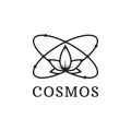 Simple black icon of atom. cosmos logo