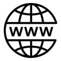 Simple black icon of a globe with WWW text inside web address symbol Royalty Free Stock Photo