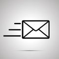 Simple black icon of send letter on light background