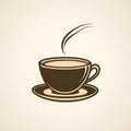 A simple black icon shows a steaming cup of coffee with two rising steam curls Royalty Free Stock Photo