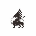 Simple black illustration of griffin the mythical creatures